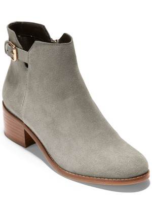 COLE HAAN/ женские серые кожаные ботильоны Haidyn с круглым носком и блочным каблуком на молнии 6 B