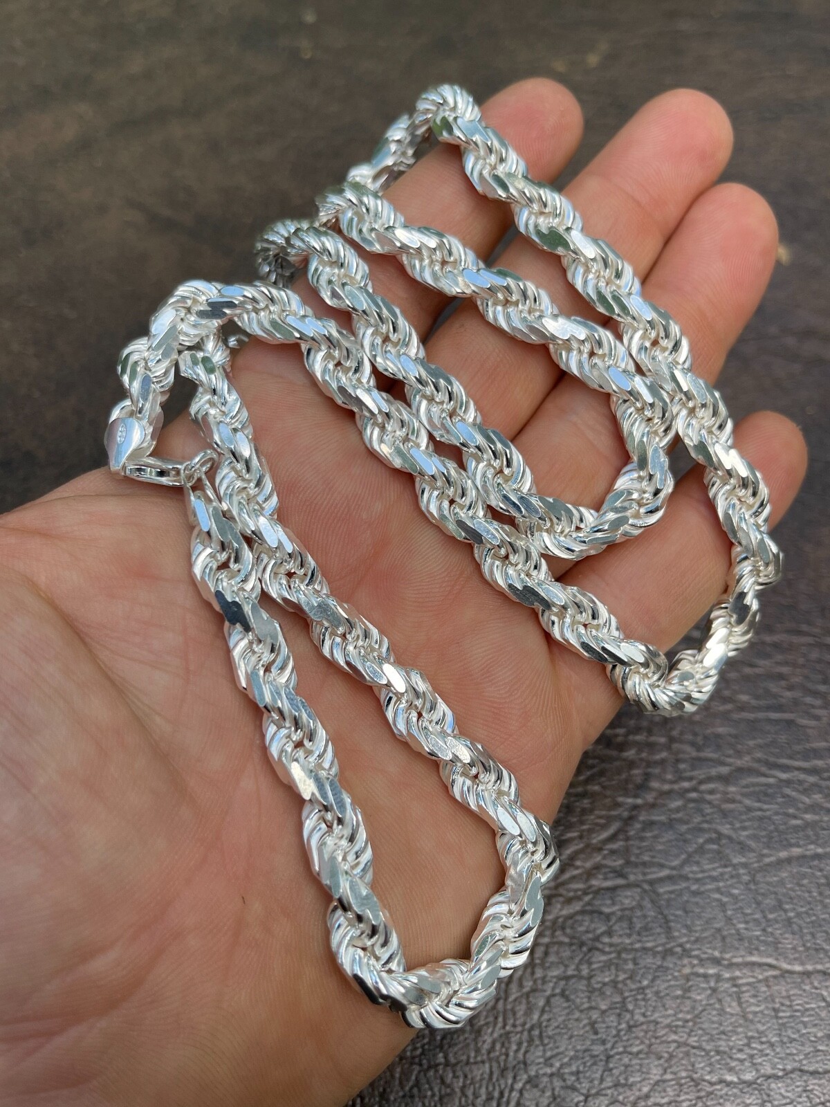 Pre-owned Silver Heavy 8mm Men's Rope Chain Real Solid 925 Sterling  Necklace 18"-30" Italy