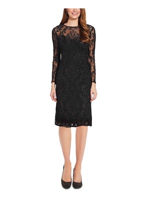 

ADRIANNA PAPELL Женское черное бархатное платье-футляр длиной ниже колена с длинными рукавами, Черный