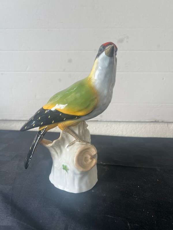 Grand Oiseau Polychrome Porcelaine  Allemande Dresde ?