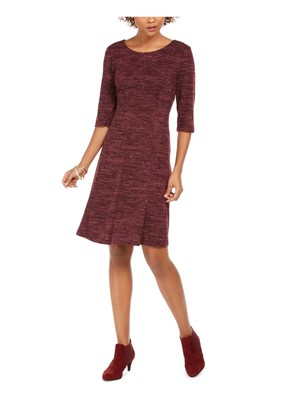 CONNECTED APPAREL Womens Purple 3/4 Sleeve Above The Knee Fit + Flare Dress 10