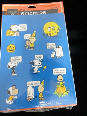 Vintage Ambassador Peanuts Stickers - Snoopy, Charlie Brown - Halloween