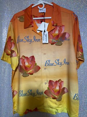 Men's Blue Sky Inn Golden Sunshine Italian 100% Viscosa Shirt Size M Retail $489