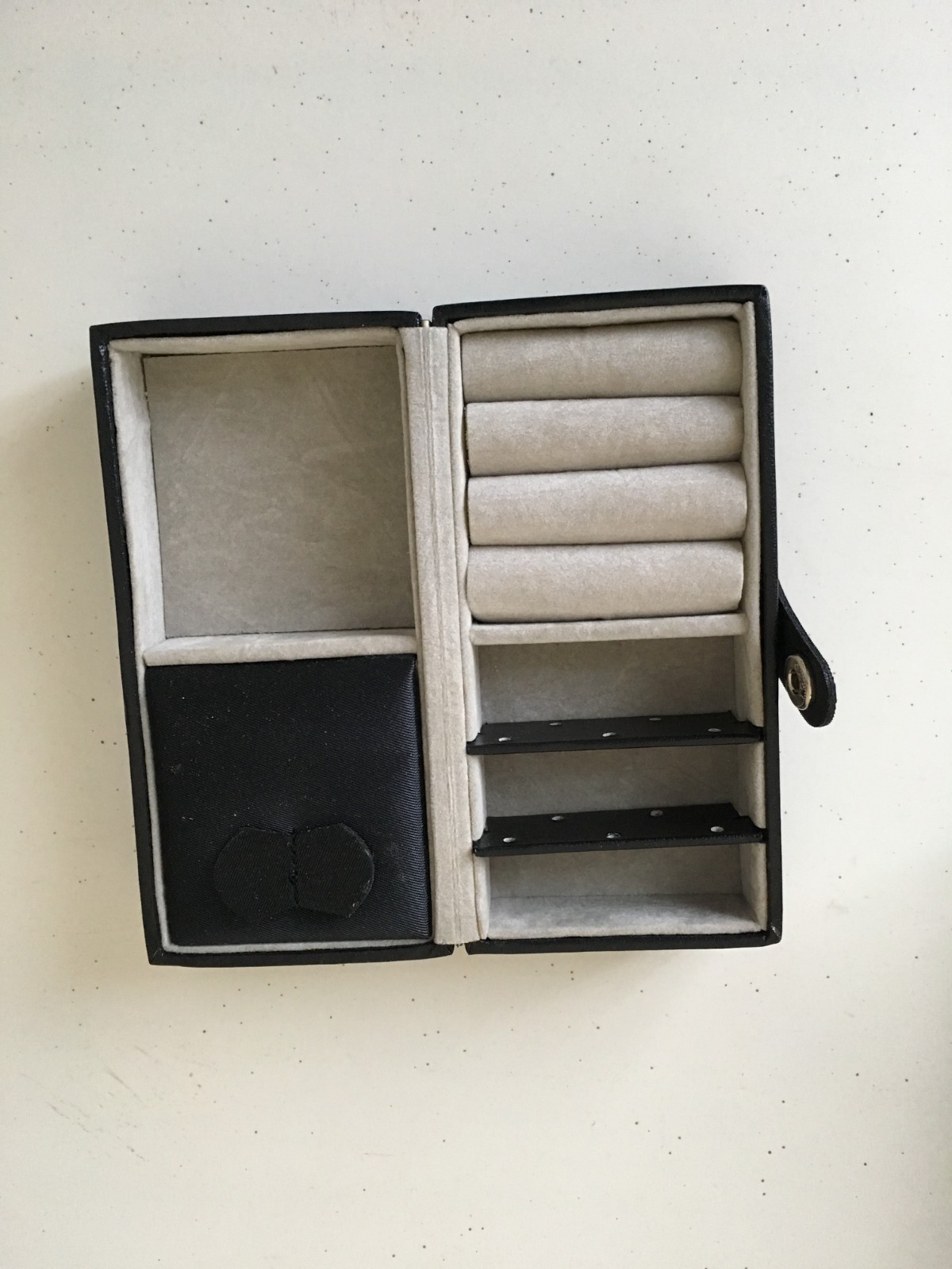 Travel Jewelry Case Box Black with Lift Out Box for Purse