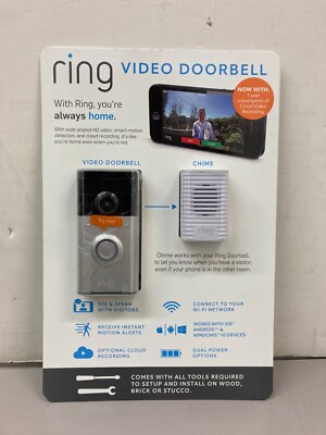 NEW/SEALED 1st Gen 720p Ring Video Doorbell w Chime for IOS, Android & Windows