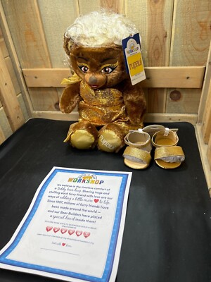 RuPaul Build-A-Bear Workshop Teddy Bear With Gold Dress & Shoes