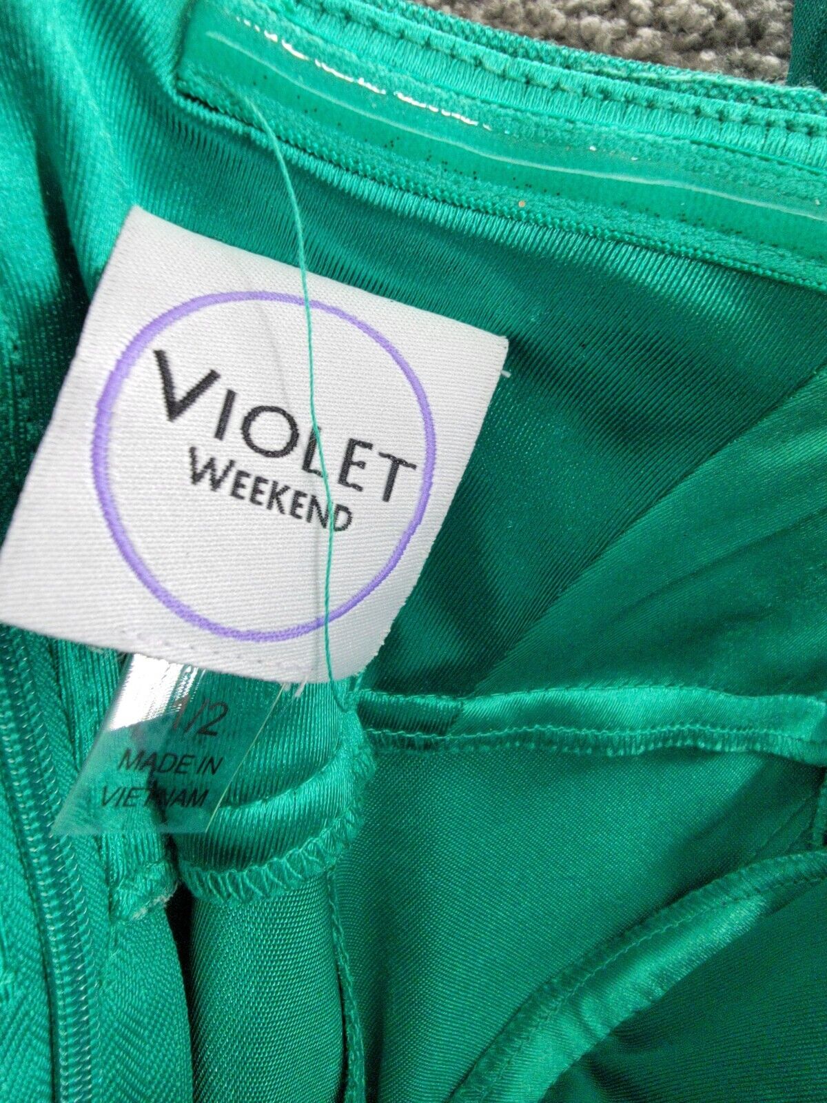 Violet Weekend One-Shoulder Tulle-Bodice Gown Juniors' 1/2 Jade Back Zip Closure - Picture 8 of 16