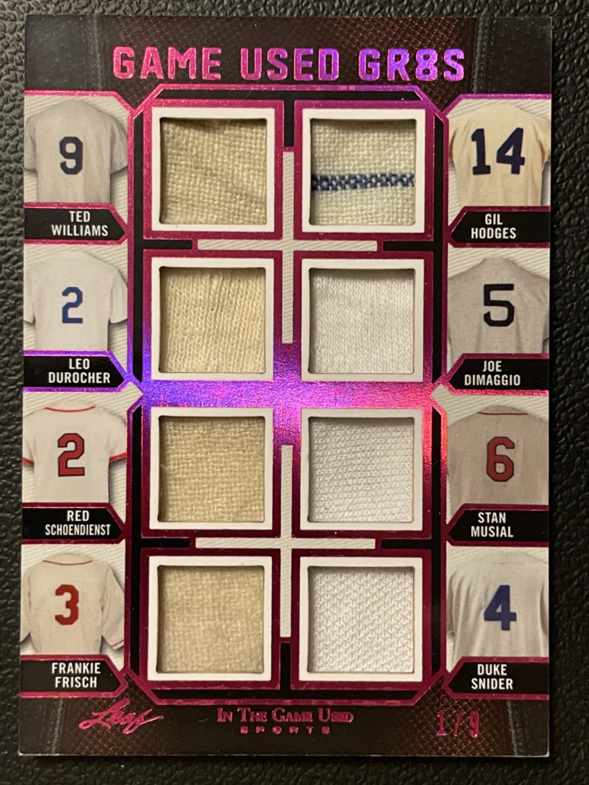 2024 Leaf In The Game Used Gr8s Foil Williams Frisch Hodges Musial Jersey 1/9