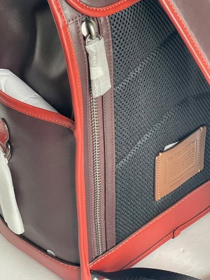 Pre-owned Coach Backpack Mens League Flap Large Leather Oxblood Red C5342 Laptop In Brown