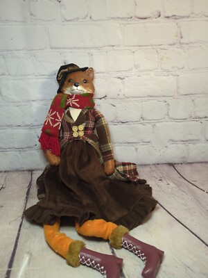 Mrs. Fox Female Fox Shelf Sitter Long Legs Holiday Christmas Cracker Barrel 22''