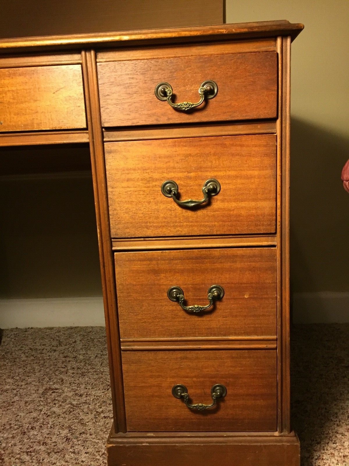 Vintage Traditional Mid-20th Century Hard Wood Office Desk