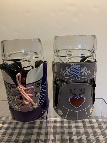 Lederhosen & Dirndl Oktoberfest Koozie Set (for 1 Ltr.Stein).