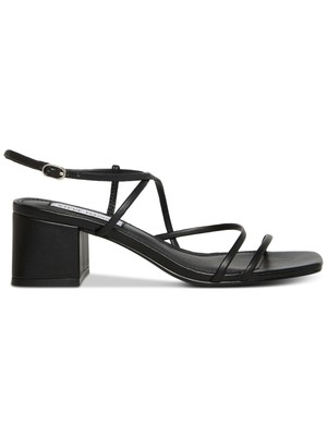 STEVE MADDEN Женские черные босоножки Rianna на пятке с ремешками и пряжкой на пятке, 8 м