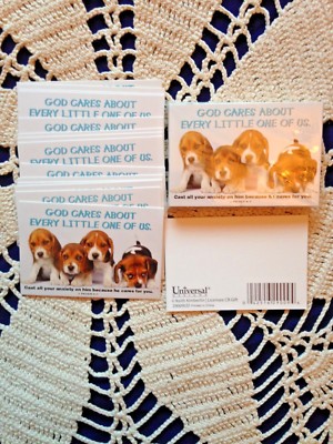''GOD CARES ABOUT EVERY ONE OF US'' Pass it Along Cards, NEW in pkg. 25 pcs 3x2'' 