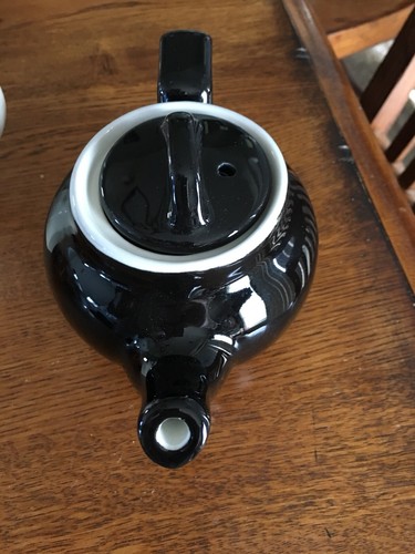 Hall Pottery Black & White Teapot. Absolutely Adorable