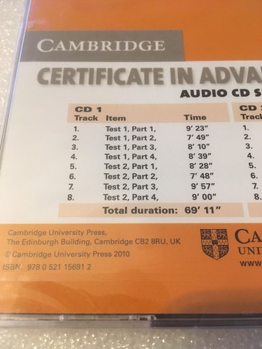 Cambridge University Certificate In Advanced English 4 - Audio CD 2 Disc Set New