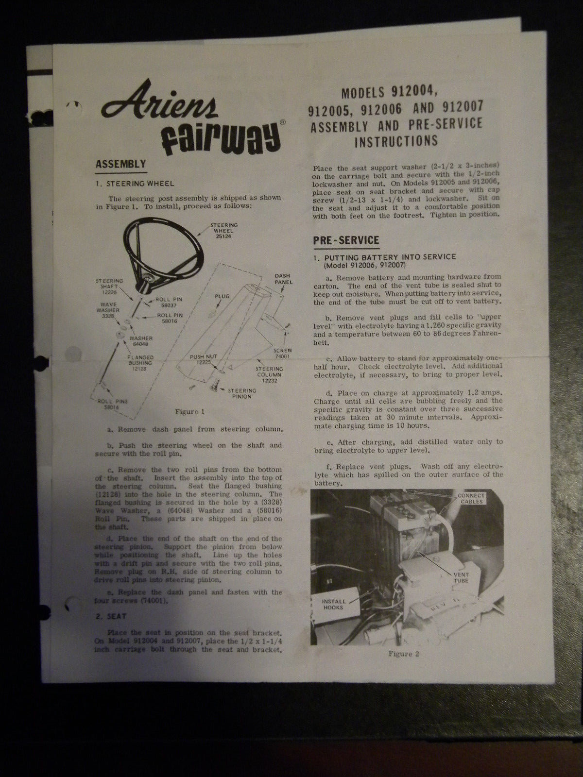 Ariens Fairway Mower Owners Manual 912004, 912005, 912006, Part 12260A