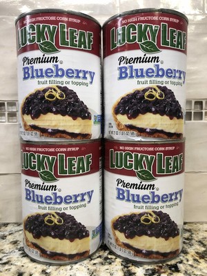 4 CANS Lucky Leaf Premium Blueberry Fruit Filling & Topping 21 oz Can Pie