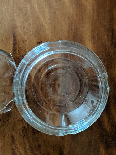 Vtg Octagonal Clear Glass Candy Dish or Bowl w Double Elephant Lid/4.75