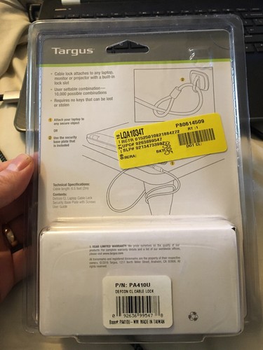 *NEW & SEALED* TARGUS DEFCON CL LAPTOP COMBINATION CABLE LOCK PA410AU