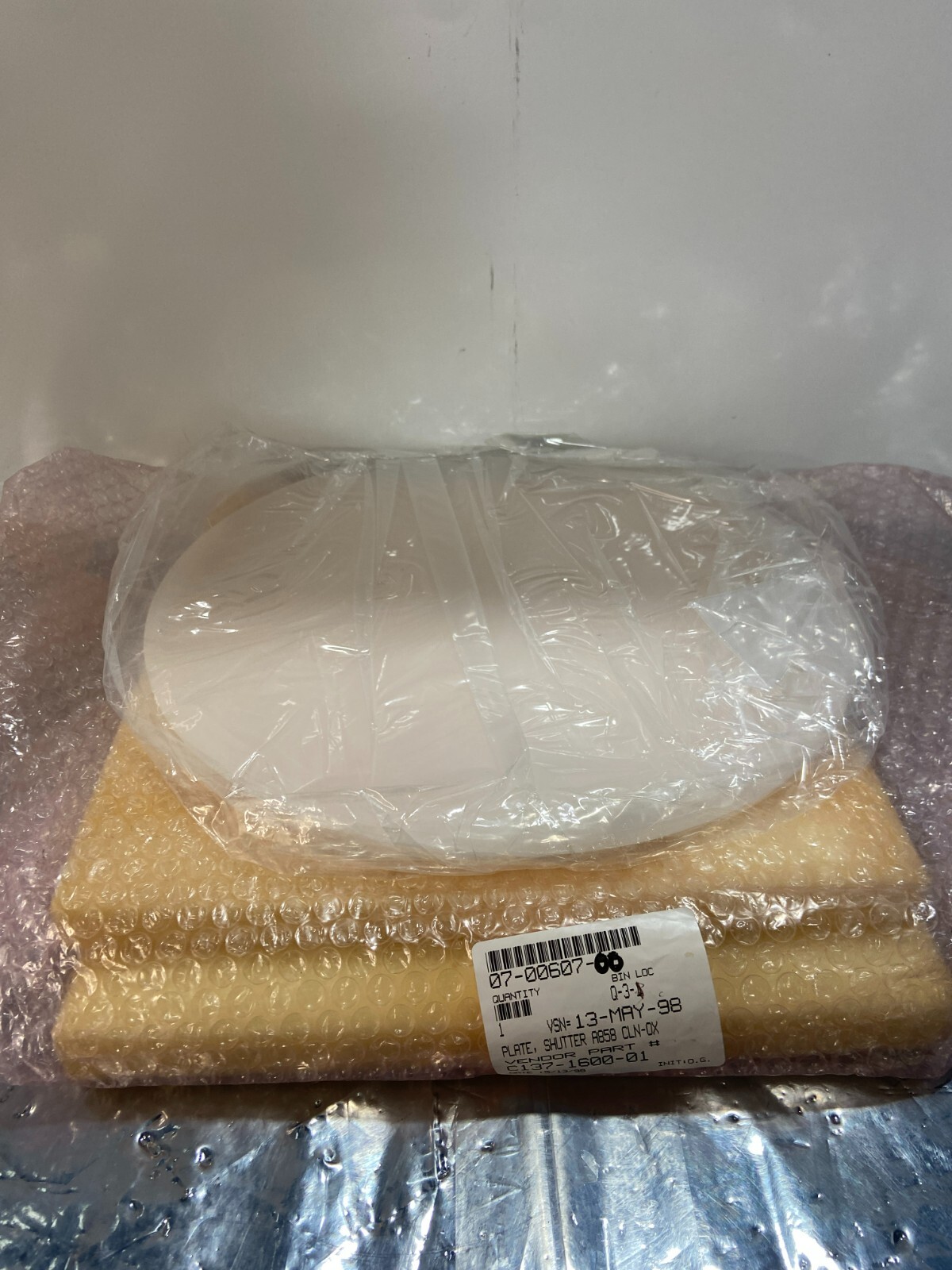 07-00607-00 Quartz PLATE, SHUTTER A858 CLN-OX, 114072