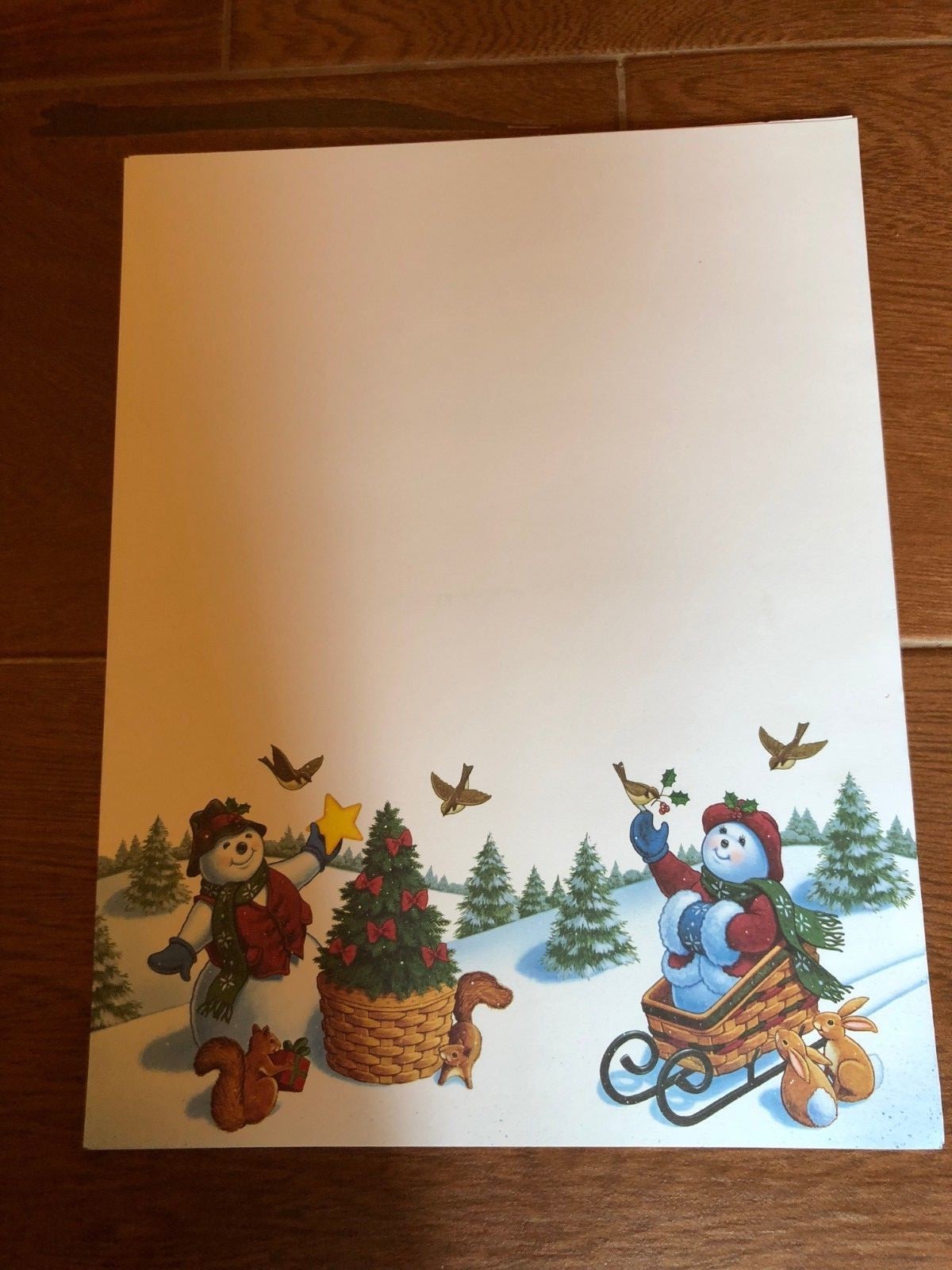 Longaberger Writing Paper Stationary 8.5 x 11 Snowman Popcorn Berry Baskets