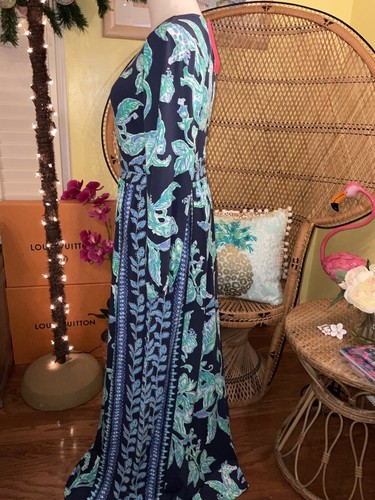 Pre-owned Lilly Pulitzer Micole Maxi Dress ? High Tide Navy Sweet Parakeet Size 6,14 In Multicolor