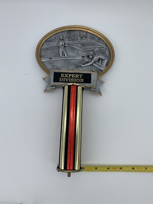 Billiards Table Pool Hall Cue Sticks Scene Pictorial 3D Trophy Top Expert