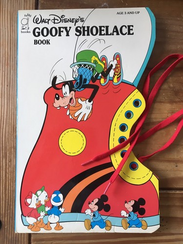 DISNEY'S GOOFY SHOELACE BOOK HARDCOVER LARGE BOOK WITH LACES