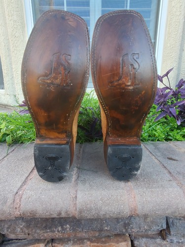 JLS BOOTS Mens Hand Made Cowboy Boots Western Brown Rough Out Leather Sz # 11 E