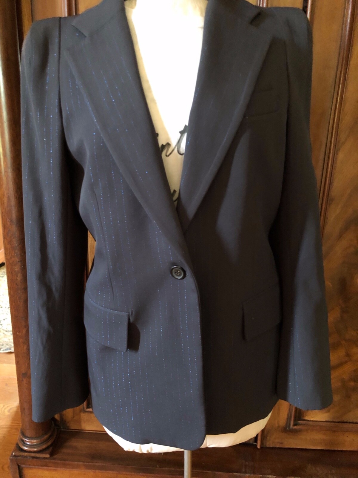 MARC JACOBS pinstripe blazer US 10 jacket grey,blue suit coat sportcoat