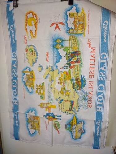 Maltese Islands MAP COTTON TEA KITCHEN TOWEL 19.5&rdquo;x 27&rdquo; Glass Cloth Malta