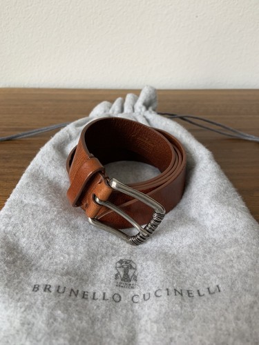 $1095 Brunello Cucinelli Aged Brown Leather Belt 38 95 | eBay