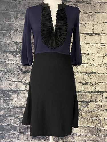Bcbg Maxazria Womens Dress Small Black Navy Silk Blend