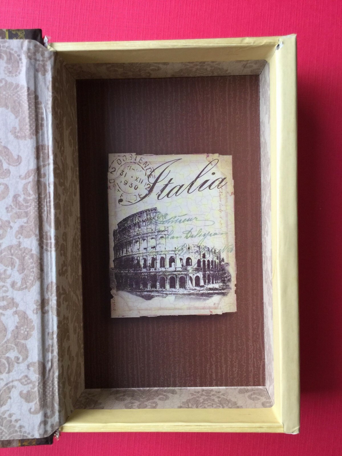 ITALY. PUNCH STUDIO. NEW. Faux Book Box. TRAVEL. TICKETS. ADVENTURE. COLOSSEUM.