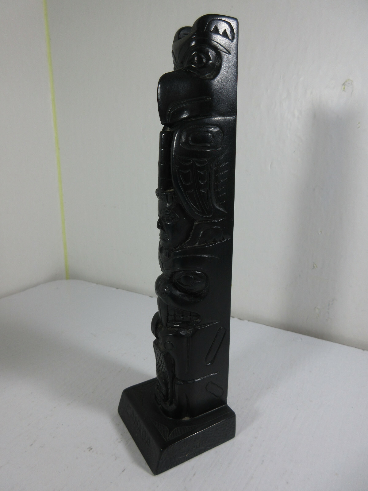 Set of 2 Vintage Black Totem Poles by Pearlite Vancouver B.C. Canada 9
