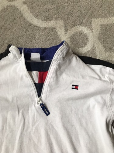Vintage Tommy Hilfiger 1/4 Zip Pullover Sweater Sz Youth Xl Fit Adult Small
