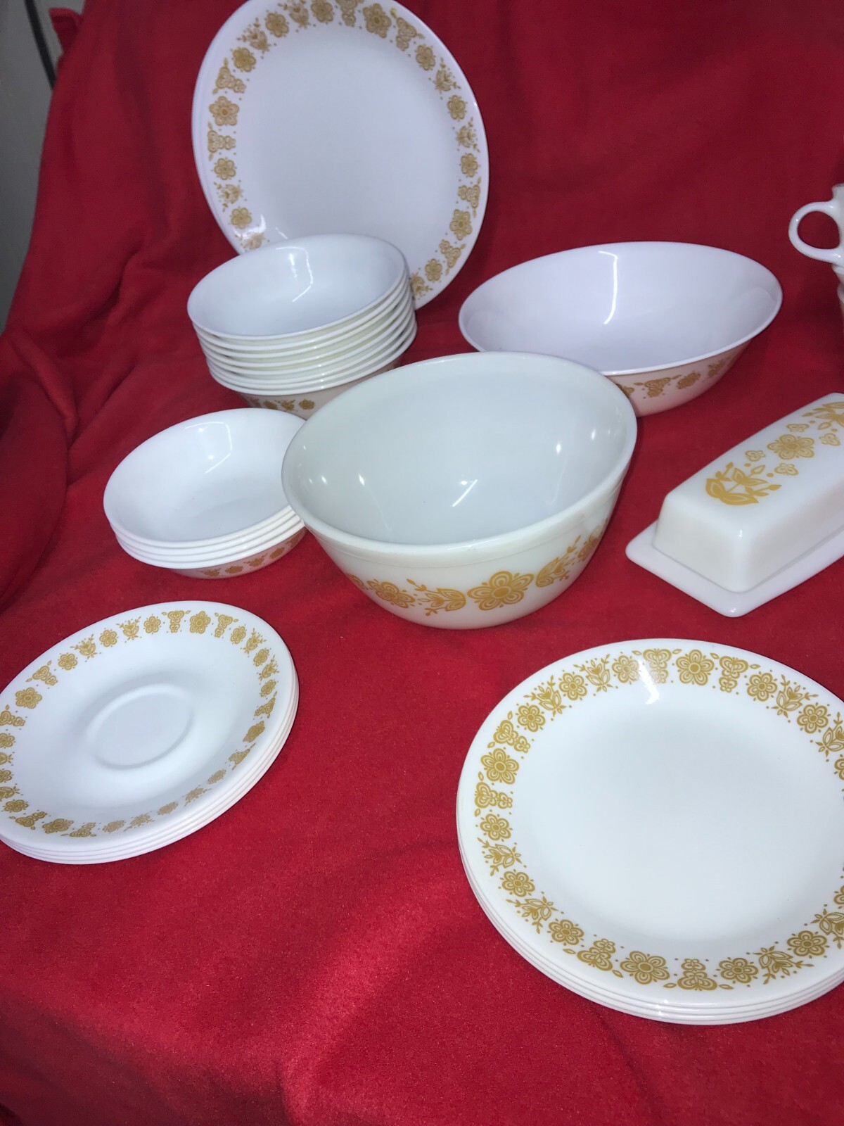 Corelle Dinnerware Butterfly Gold Corning 50 Piece Pyrex Mugs Plates Bowls