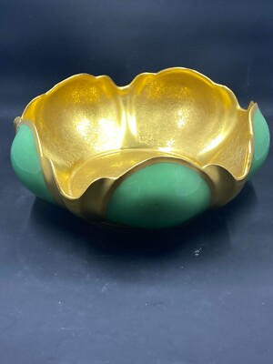 Pickard China 24K Gold Coated Lobed Lotus Tulip Bowl with original Pickard Label