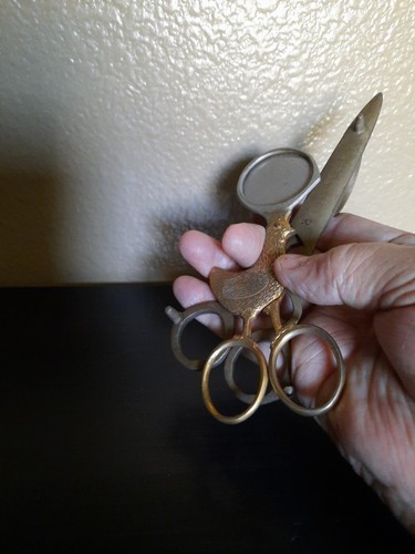 Vintage  2 Candle Wick Cutter Trimmer Snuffer Snifter Footed Scissors