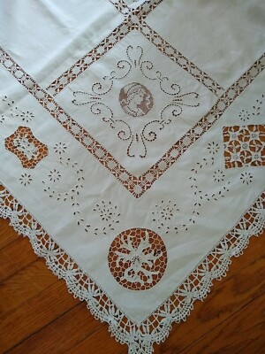 Never Used STUNNING Vintage Linen and Swiss Lace Placemats and Napkins Set French Country Cottage Fine Dining,Table Linens Bridal Gift