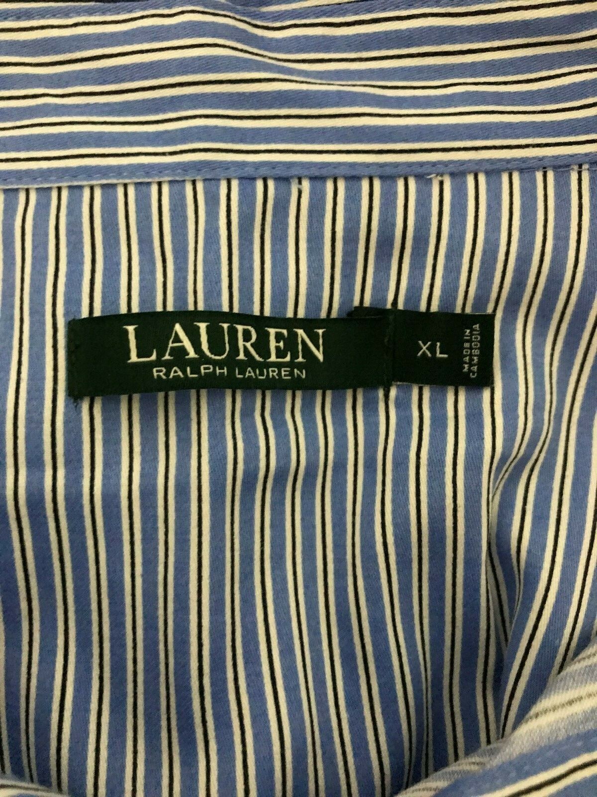 Ralph Lauren Sleep Shirt Ladies Blue Stripe Size XL NWT Long Sleeve Cotton Blend
