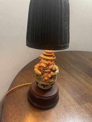 Vintage Christmas Snow Man Table Lamp Night Light Decor
