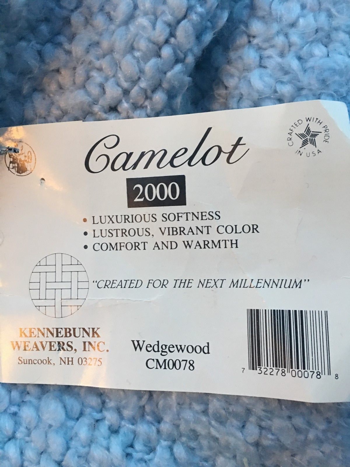 Kennebunk Camelot 2000 Wedgewood light blue throw, Suncook NH