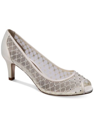 

ADRIANNA PAPELL Женские туфли-лодочки цвета слоновой кости с сеткой Jamie Peep Toe Kitten Heel Slip On Pumps 7,5 M, Цвет слоновой кости, JAMIE