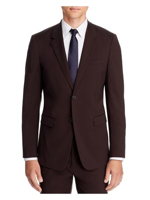 

THEORY Mens Chambers Бордовый однобортный, приталенный костюм Пиджак, Burgundy