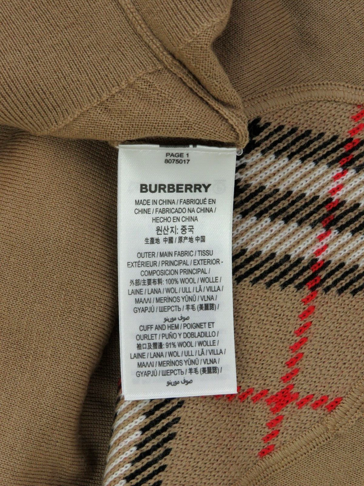 Pre-owned Burberry $830  Bempton Camel Merino Wool Elbow Check Patches Pullover Sweater S In Beige