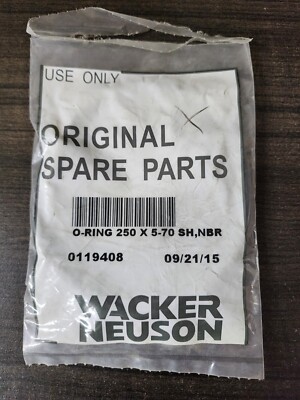 0119408 Wacker Neuson PT3 PT3A Trash Pump O-Ring 250 x 5 -70 SH NBR