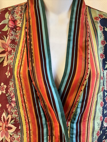 Pre-owned Johnny Was Silk Journey Kimono Nwt$515 Xsmall Scarf Prints Reversible In Multicolor