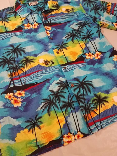 Aloha Republic Men's XL Hawaiian tropical design short sleeve cotton shirt USA